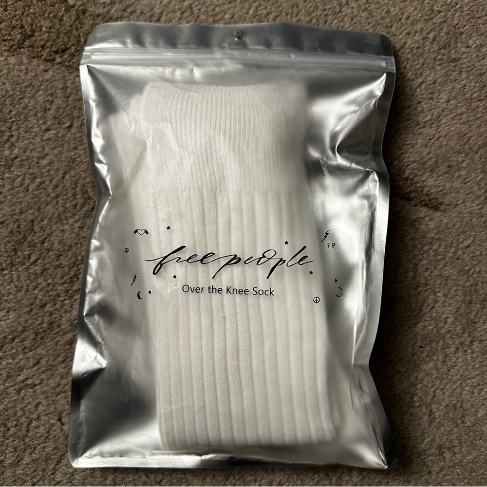 NWT Free People Viola Over The Knee Socks, Ivory - Picture 7 of 9